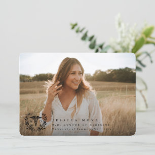 Faire-part Black Caduceus MD Docteur en médecine