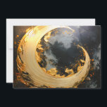 Faire-part Black Gold Abstract Swirl Modern Moon<br><div class="desc">Energy,  and elegance metallic moon with flowing golden swirl against a deep black background.</div>