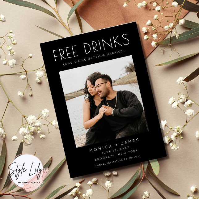 Faire-part Black White Funny Photo Wedding Enregistrer la dat (Créateur téléchargé)