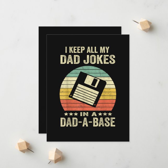 Faire-part Blagues drôles de papa pour hommes dans dad-a-Base (Devant/Arrière en situation)