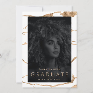 Faire-part Blanc Moderne Or Foil Marble Université Grad