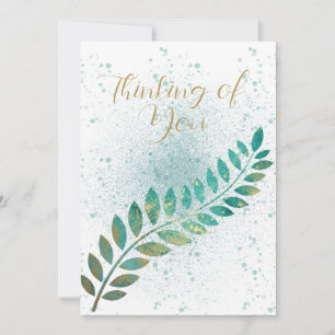 Faire-part Blanc Turquoise et Gold Tropical Leaf Penser à