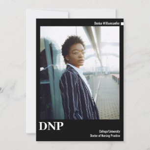 Faire-part Blancs noirs minimaux Photo DNP Graduation