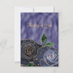 Faire-part Blank Glamour Roses de la Marine d'or pensent à vo