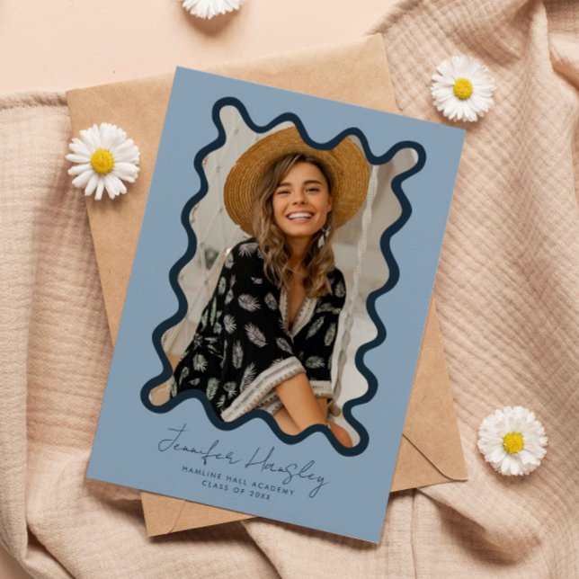 Faire-part Bleu de la marine photo grossièrement cadre (Créateur téléchargé)