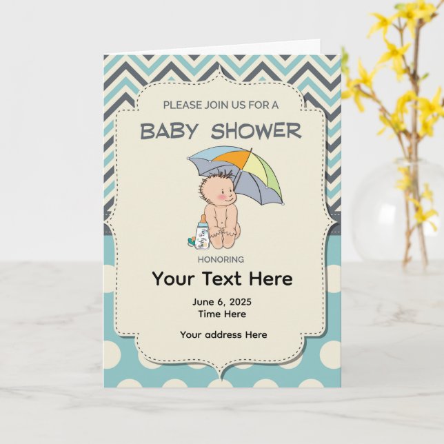 Faire-part bleu et jaune pour Baby Shower (Fleur jaune)