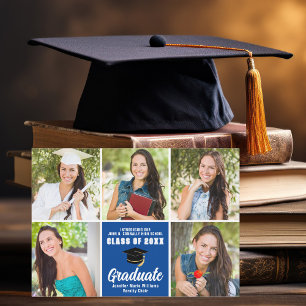 Faire-part Bleu Graduate Photo Collage Custom 2025 Graduation