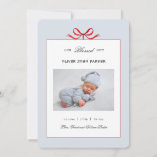 Faire-part Bleu mignon bébé garçon Fête Naissance