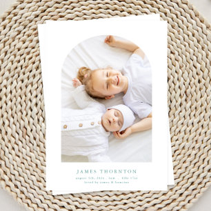 Faire-part bleu vert coutume deux photo bébé naissance