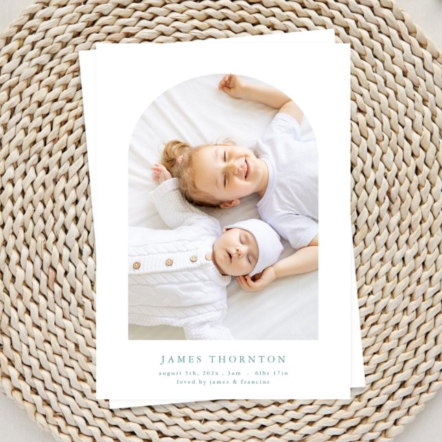 Faire-part bleu vert coutume deux photo bébé naissance (Créateur téléchargé)