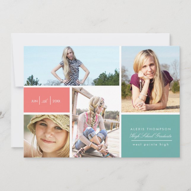 Faire-part Bloc de couleur annonce de graduation par Origami  (Devant)