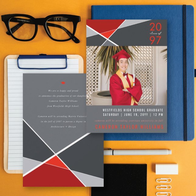 Faire-part Blocs de couleurs géométriques modernes Geo Photo  (Créateur téléchargé)