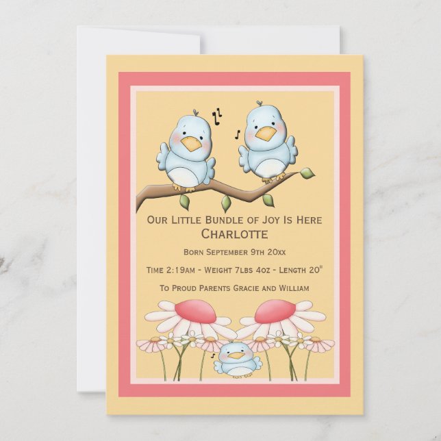 Faire-part Blue Bird Nouveau bébé (Devant)