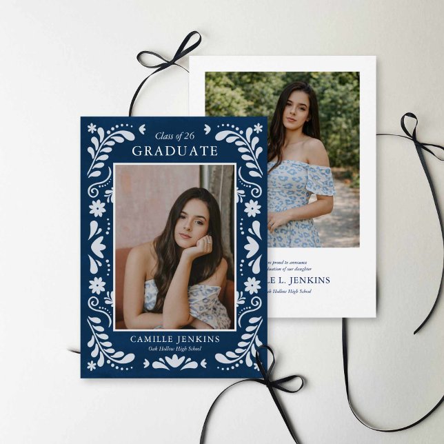 Faire-part  Blue Fiesta Photo Grad Announcement 2026 (Créateur téléchargé)