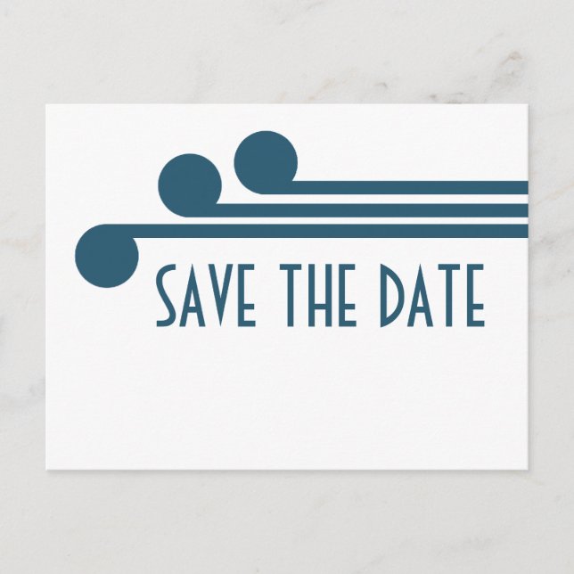 Faire-part Blue Simple Deco Chic Enregistrer la carte postale (Devant)