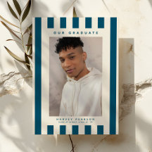 Blue Sporty Stripes 2 Photo Graduation