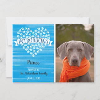 Faire-part Blue Watercolor Chien Empreinte de patte Photo Fai