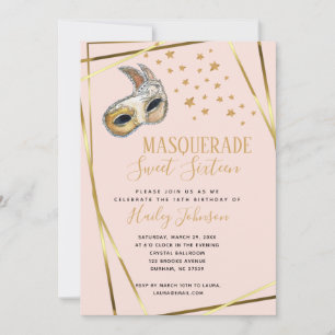 Faire-part Blush Rose & or Masquerade Anniversaire