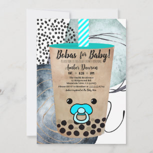 Faire-part Bobas Pour Bébé Boba Tea Inspiré Baby shower