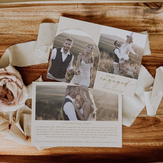 Faire-part Boho Arch Cream Proposition Histoire 3 Fiançailles (Créateur téléchargé)