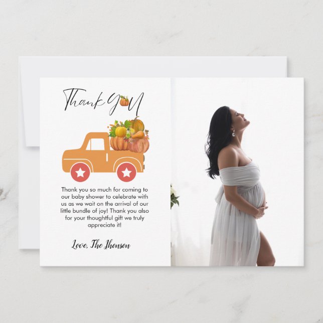 Faire-part Boho automne citrouille baby shower de voiture car (Devant)
