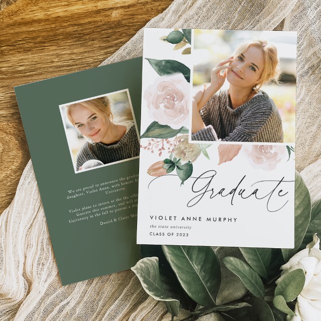 Faire-part Boho Blooms | Photo Graduation Announcement (Créateur téléchargé)
