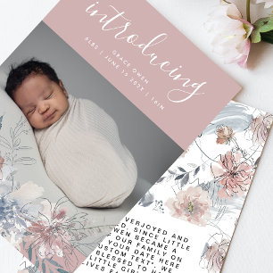 Faire-part Boho Botanique Blush Florals été Baby Girl