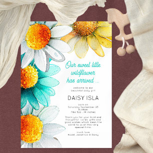 Faire-part Boho Chic Daisies Fleur sauvage Merci naissance