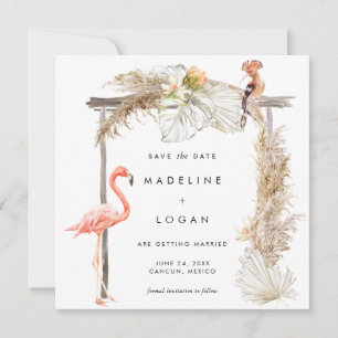 Faire-part Boho Flamant rose Mariage Arch Enregistrer La Date