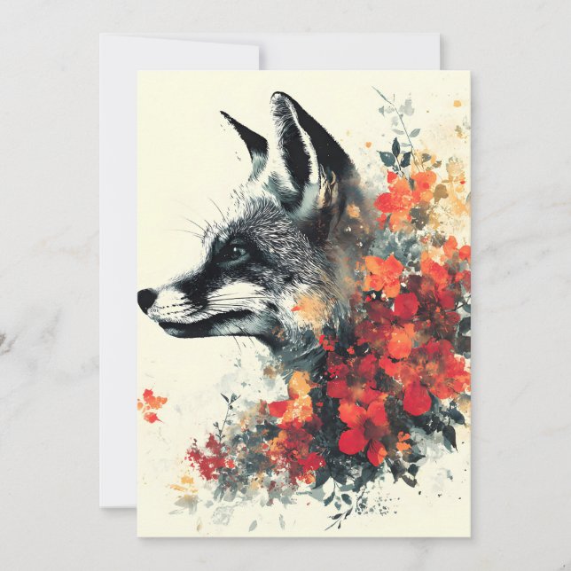 Faire-part Boho Floral Fox Faune Nature (Devant)