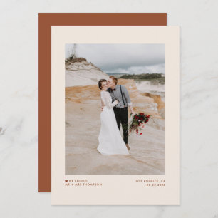 Faire-part Boho minimaliste typographie Elopement en terre cu