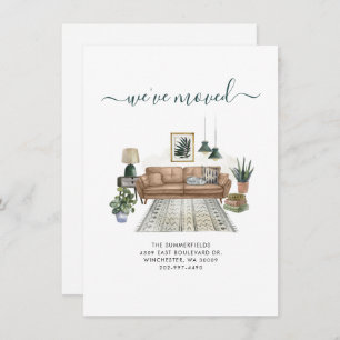 Faire-part Boho Nous avons déplacé Chic Aquarelle Moving