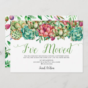 Faire-part Boho rustique Cactus Succulent J'ai déménagé Movin