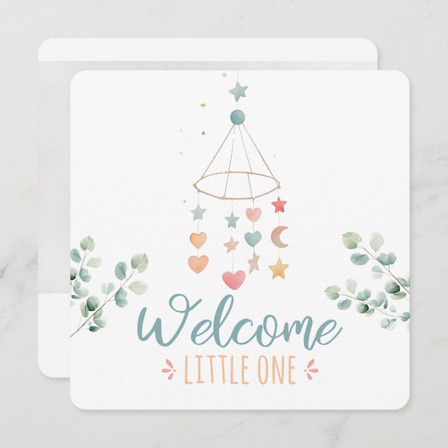 Faire-part Boho Simplicity Welcome Little One Baby (Devant / Derrière)