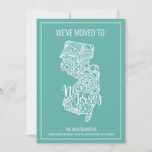 Faire-part Boho Turquoise Floral Mandala New Jersey State Mov