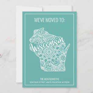 Faire-part Boho Turquoise Floral Mandala Wisconsin State Movi