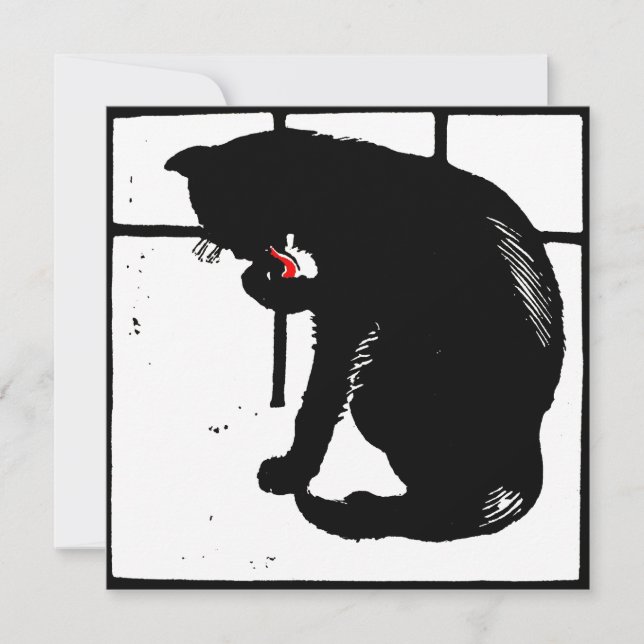 Faire-part Bois de la ferme victorienne Animaux Chat noir (Devant)