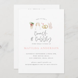 Faire-part Boissons d'aquarelle brunch et bachelorette mousse