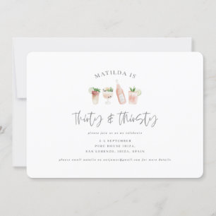 Faire-part boissons peintes à l'aquarelle trente & soif