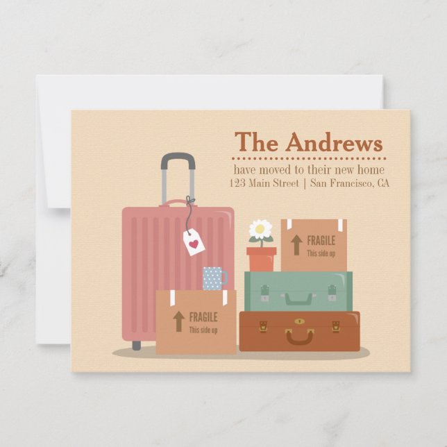 Faire-part Boîtes et valises rétro Nouvelle annonce Accueil (Devant)