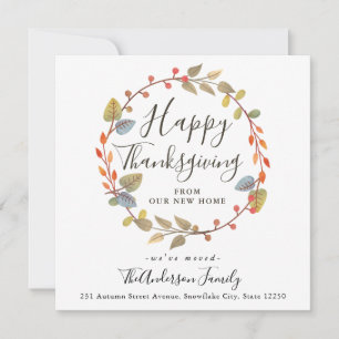 Faire-part bon thanksgiving Automne Wreath Holiday Moving