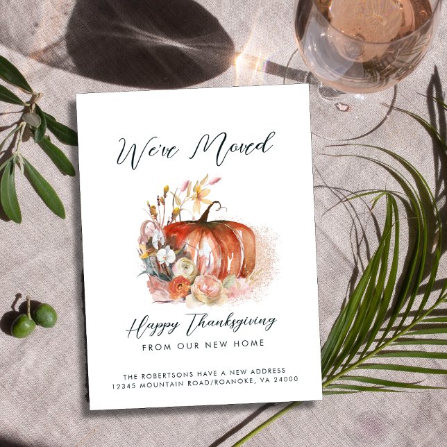 Faire-part Bon thanksgiving de notre nouvelle maison déménage (New Home Pumpkin Happy Thanksgiving Holiday Moving Announcement)
