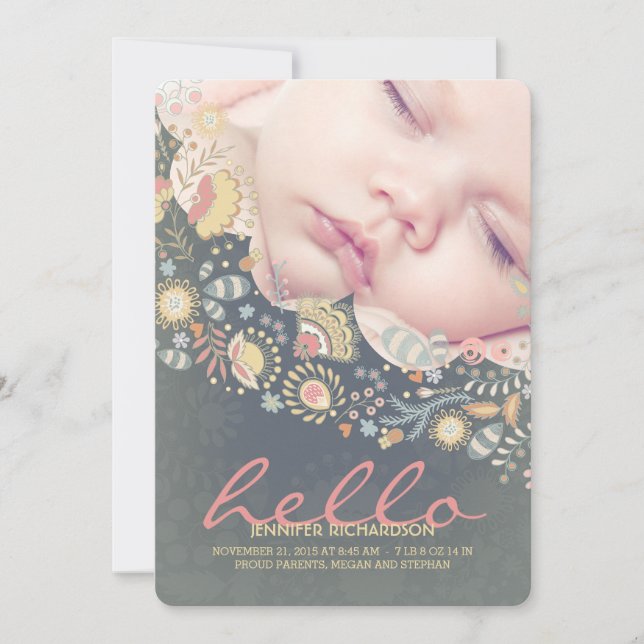 Faire-part Bonjour Baby Cute Annonces de naissance (Devant)
