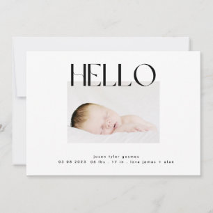 Faire-part bonjour funky   noir et blanc moderne minimaliste