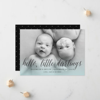 Faire-part Bonjour Jumeaux Petits Amours Photo Moderne de Nai