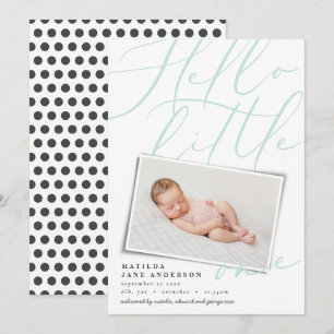 Faire-part Bonjour moderne 1 photo noir blanc aqua simple