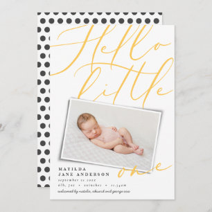 Faire-part Bonjour moderne jaune 1 typographie photo