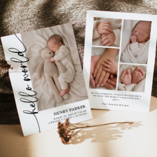 Faire-part Bonjour Monde Photo de naissance de bébé