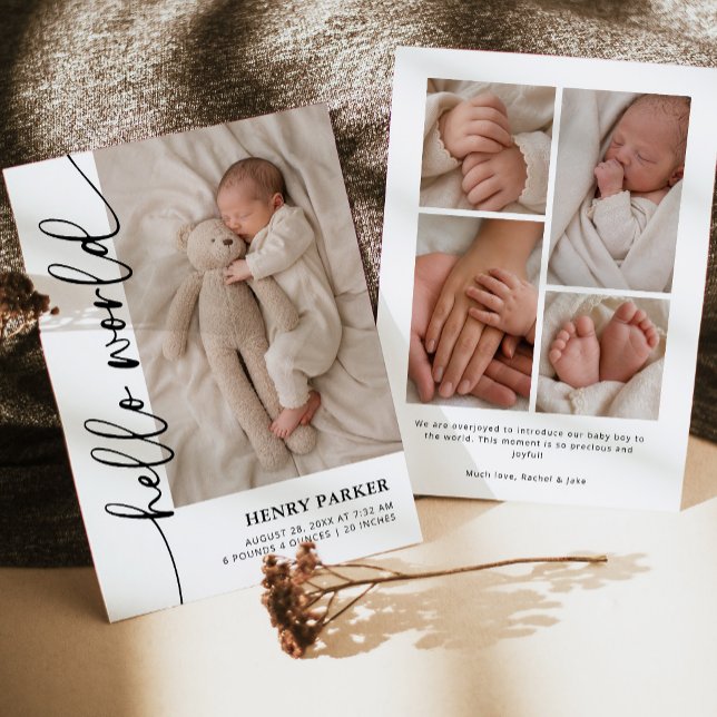 Faire-part Bonjour Monde Photo de naissance de bébé (Créateur téléchargé)