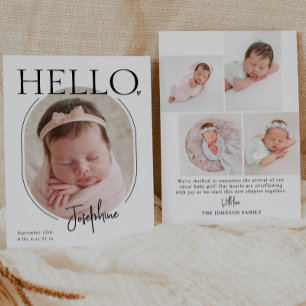 Faire-part Bonjour Naissance de bébé minimaliste moderne ov
